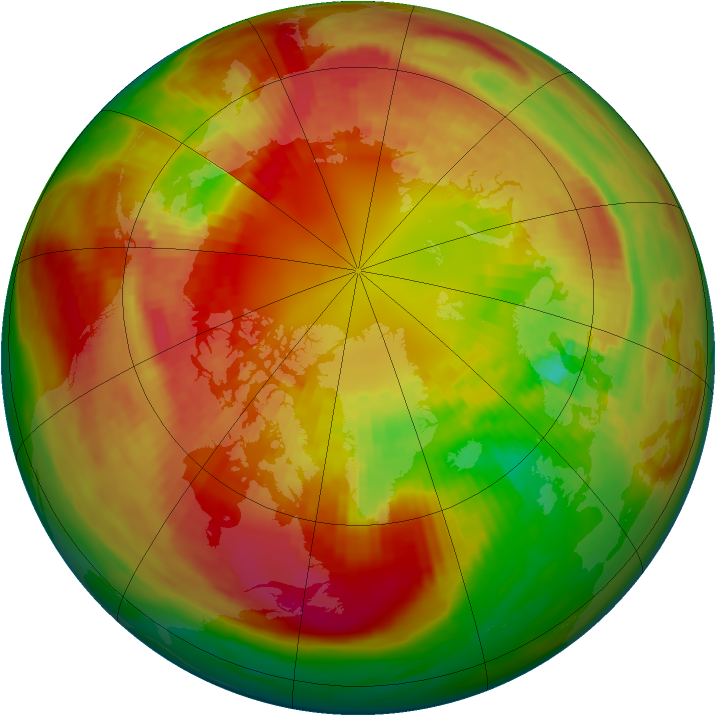 Arctic ozone map for 27 February 1982